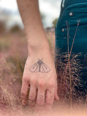 Large Moon & Moth Temporary Tattoo