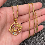 Star and Moon Orbit Necklace