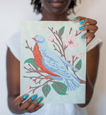 Bird on a Cherry Blossom Branch Paint-By-Number Kit