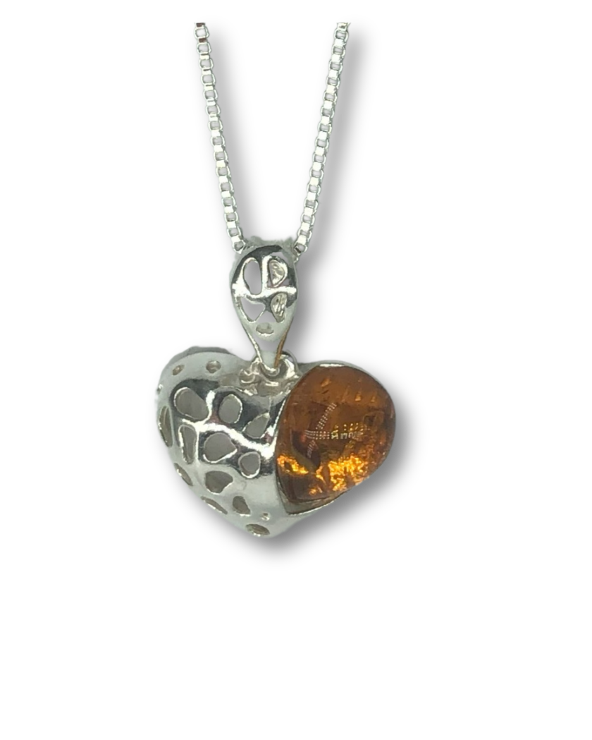 Amber Heart Necklace
