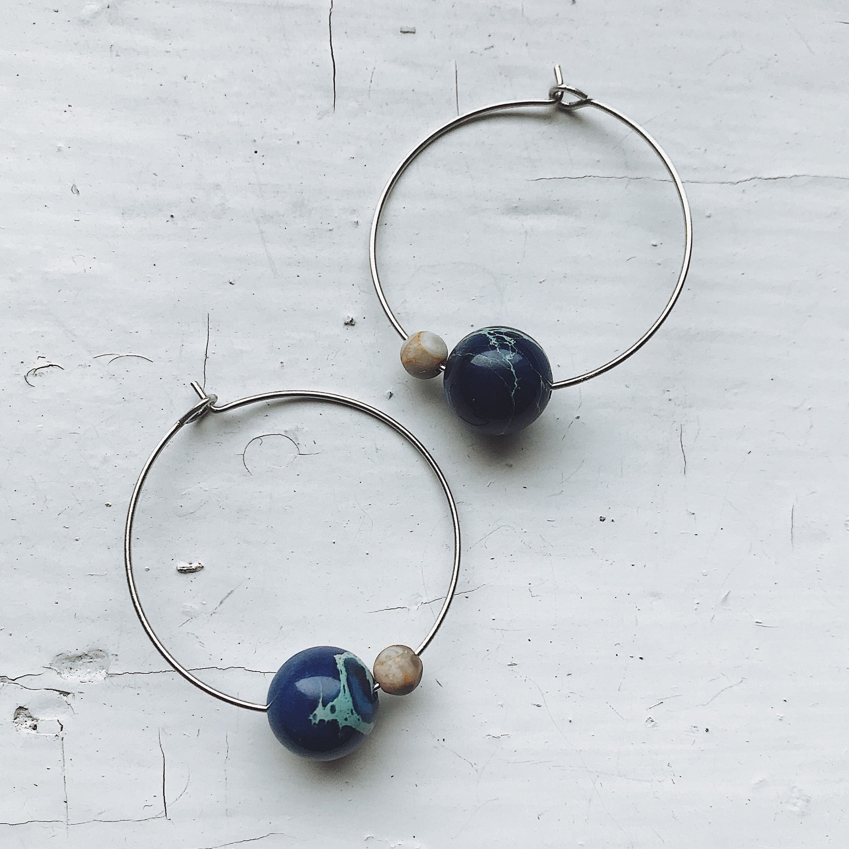 Earth and Moon Jasper Hoop Earrings