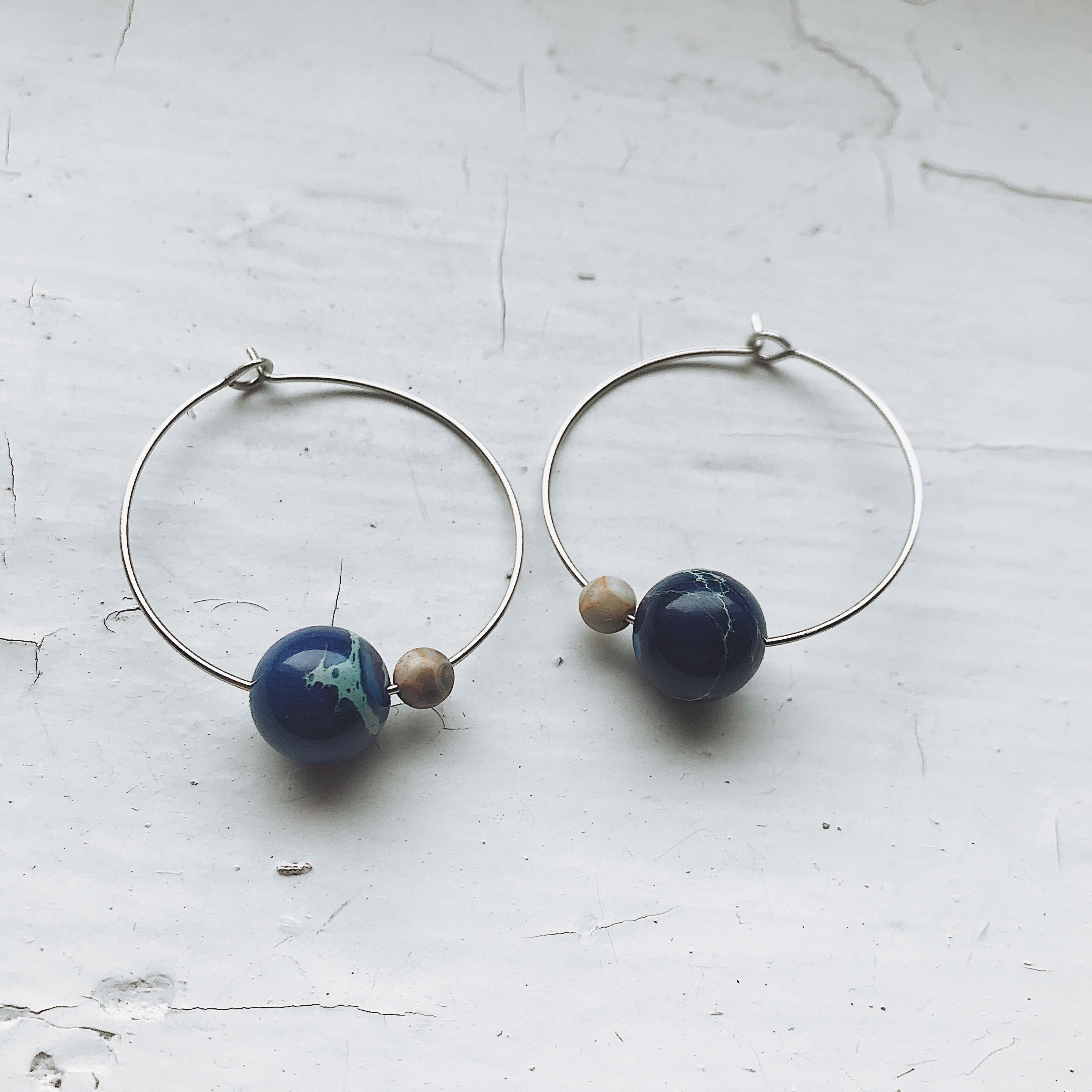 Earth and Moon Jasper Hoop Earrings