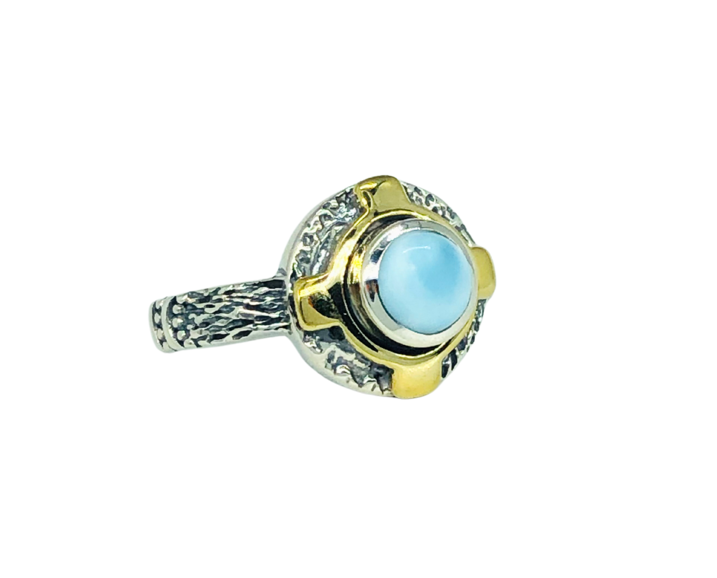 Embossed Larimar Ring