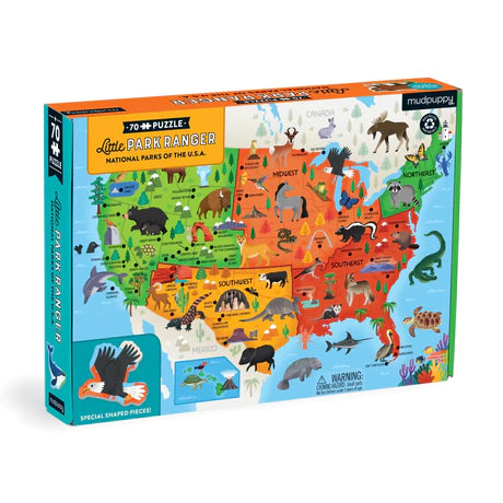 Little Park Ranger National Parks Map of the U.S. 70 Piece Puzzle