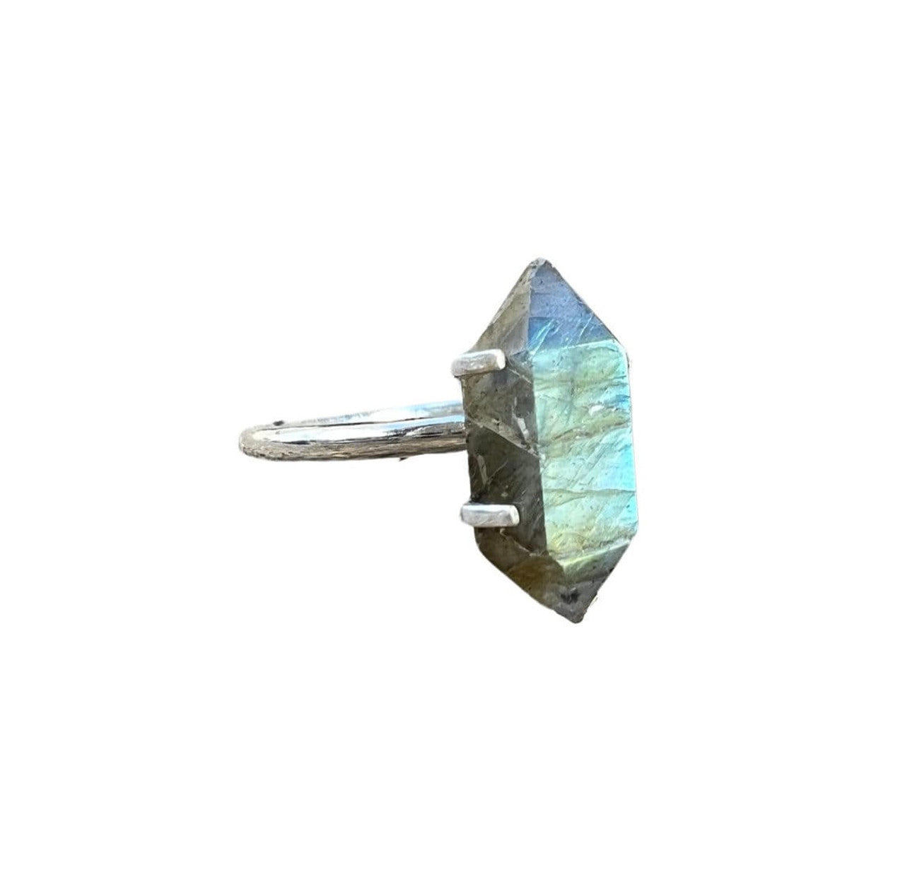 Double Terminated Labradorite Point Ring $50.00