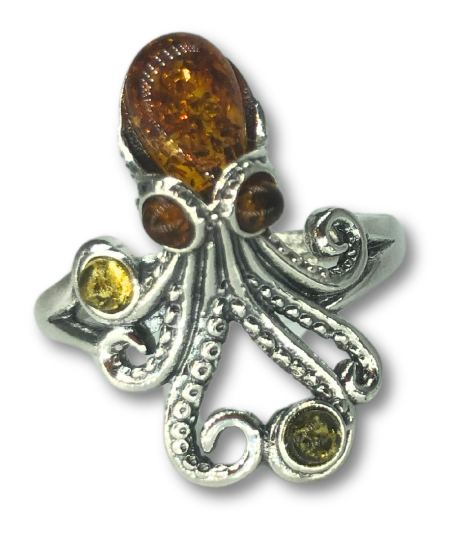 Amber Octopus Ring
