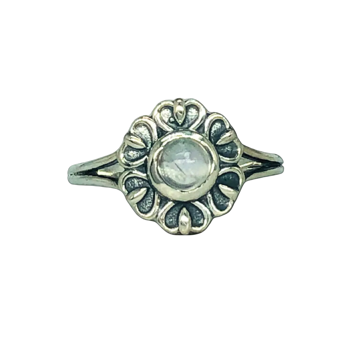 Rainbow Moonstone Flower Ring