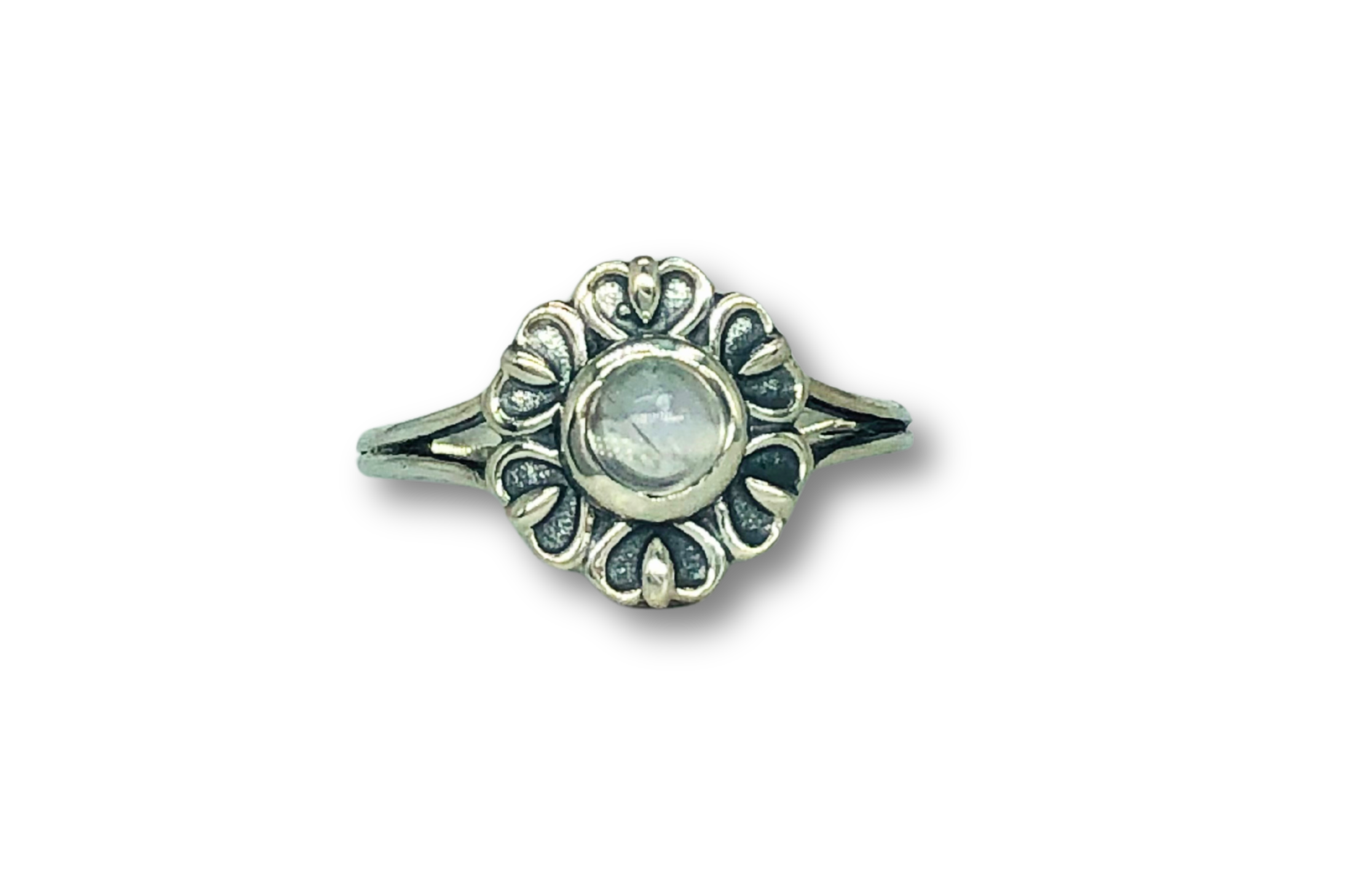 Rainbow Moonstone Flower Ring