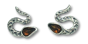 Amber Snake Studs