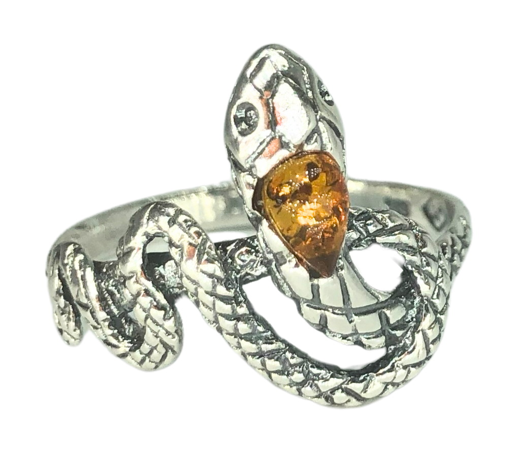 Amber Snake Coil Ring