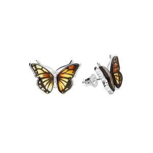 Amber Monarch Butterfly Stud Earrings $50.00