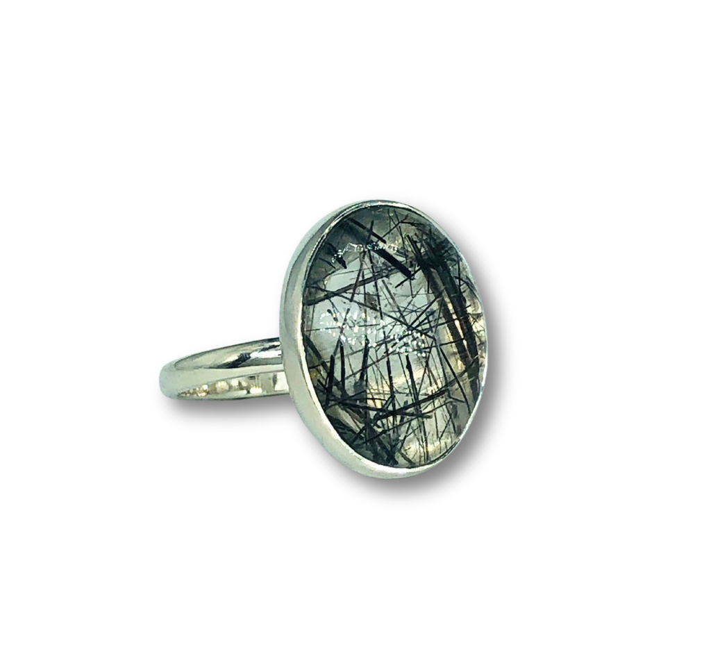 Tourmaline in Quartz Ring