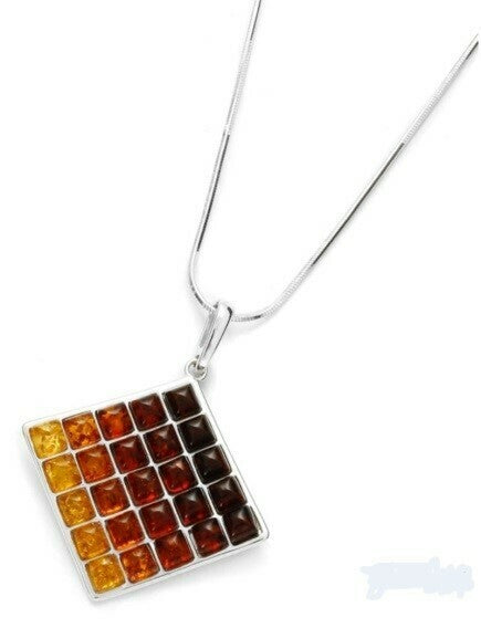 Stacked Squares Amber Necklace