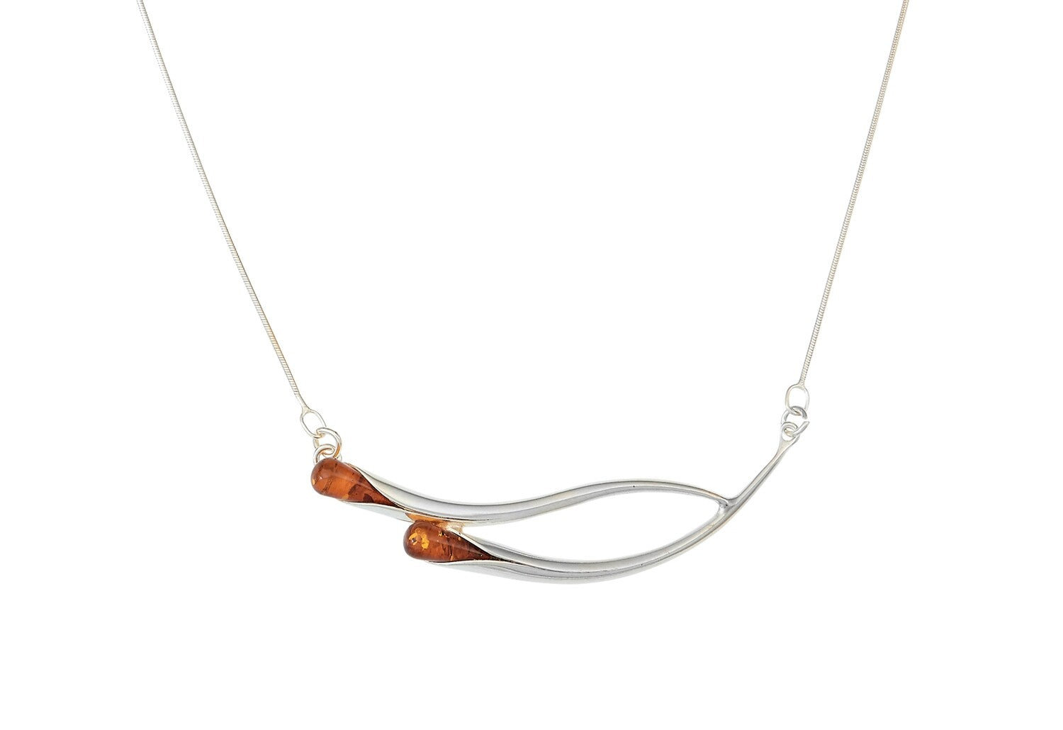 Honey Double Wave Teardrop Amber Necklace