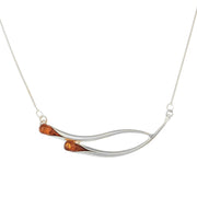 Honey Double Wave Teardrop Amber Necklace