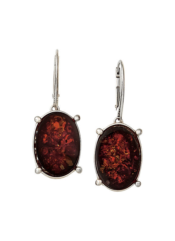 Cherry Oval Amber Earrings