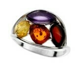 Multicolored Amber Ring
