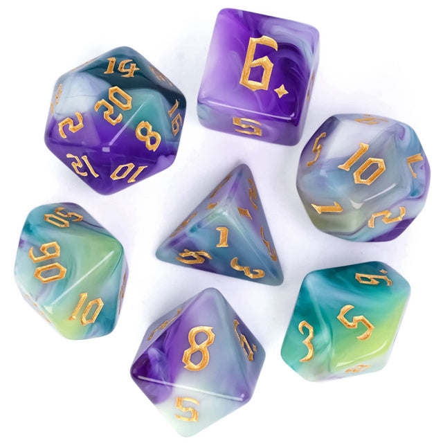 Purple & Green Four-Color Acrylic Dice