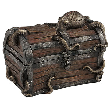 Octopus Cracked Treasure Chest Trinket Box