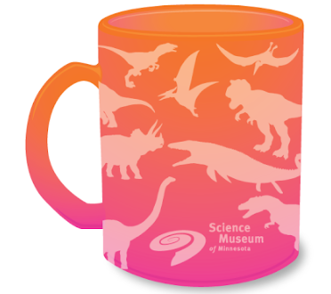 Science Museum of Minnesota Frosted Glass Dinosaur Mug