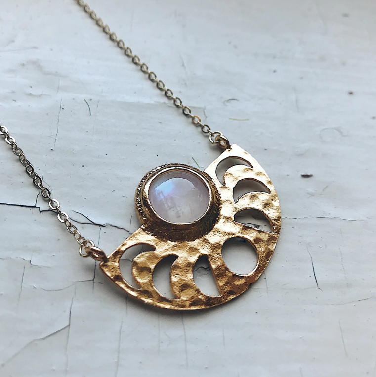 Moon Necklace with Moonstone