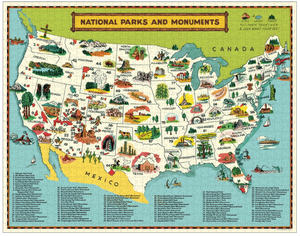 National Parks Map Vintage 1000 Puzzle