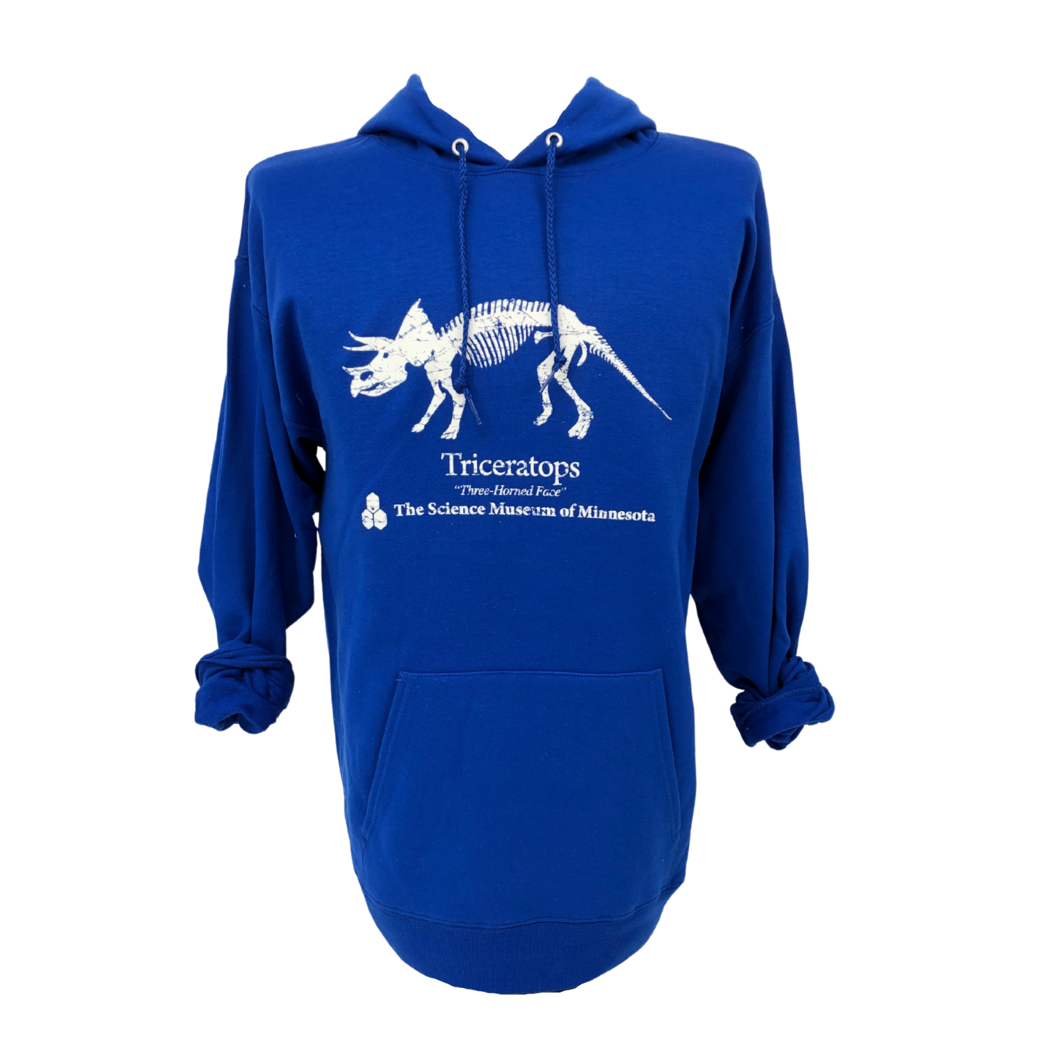 Blue Triceratops Hoodie Adult The Science Museum of Minnesota