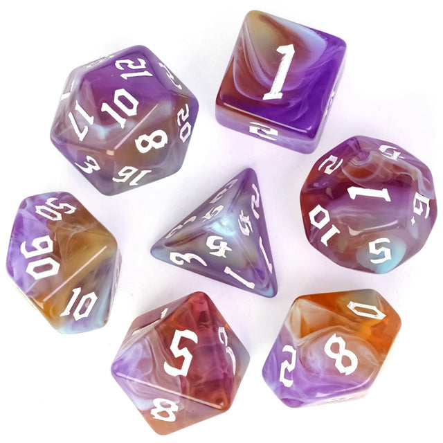 Purple & Orange Four-Color Acrylic Dice